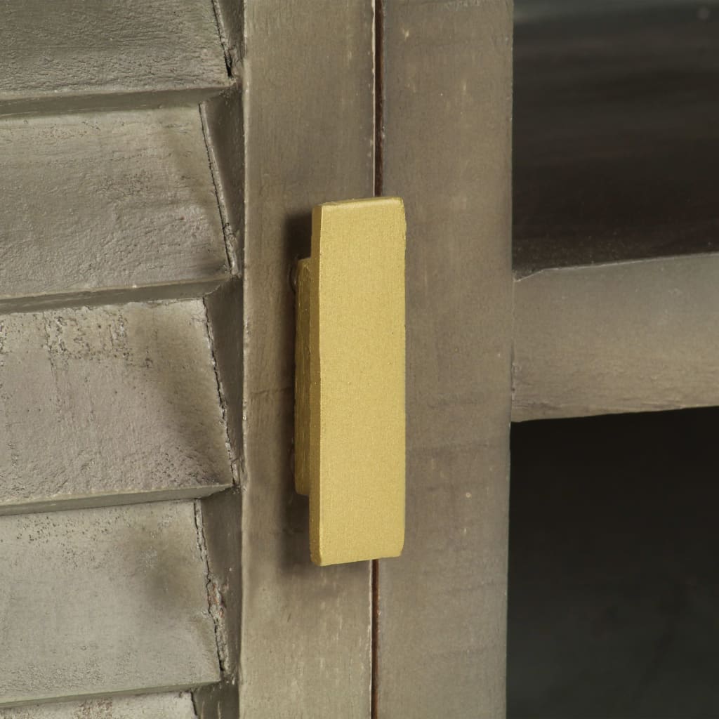 TV-Möbel Grå TV-Bänk massivt mangoträ med mässing 110x30x48 cm