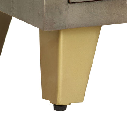 TV-Möbel Grå TV-Bänk massivt mangoträ med mässing 110x30x48 cm