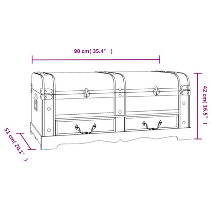 Förvaringskista Skattkista i vintagestil Trä Svart 90x51x42 cm
