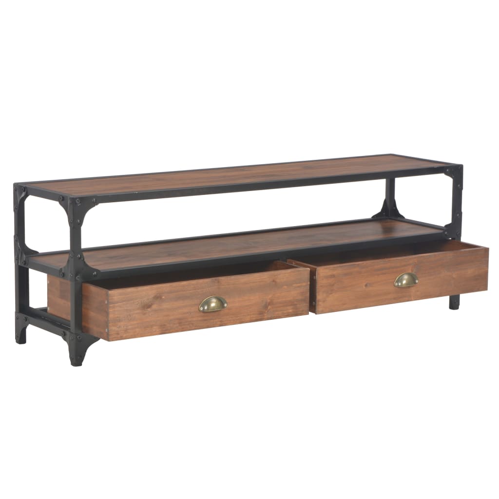 TV-Möbel Trä TV-Bänk med 2 lådor 120x30x40 cm massiv furu