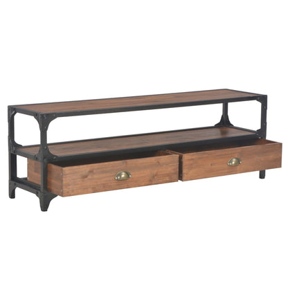 TV-Möbel Trä TV-Bänk med 2 lådor 120x30x40 cm massiv furu