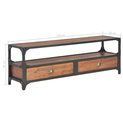 TV-Möbel Trä TV-Bänk med 2 lådor 120x30x40 cm massiv furu