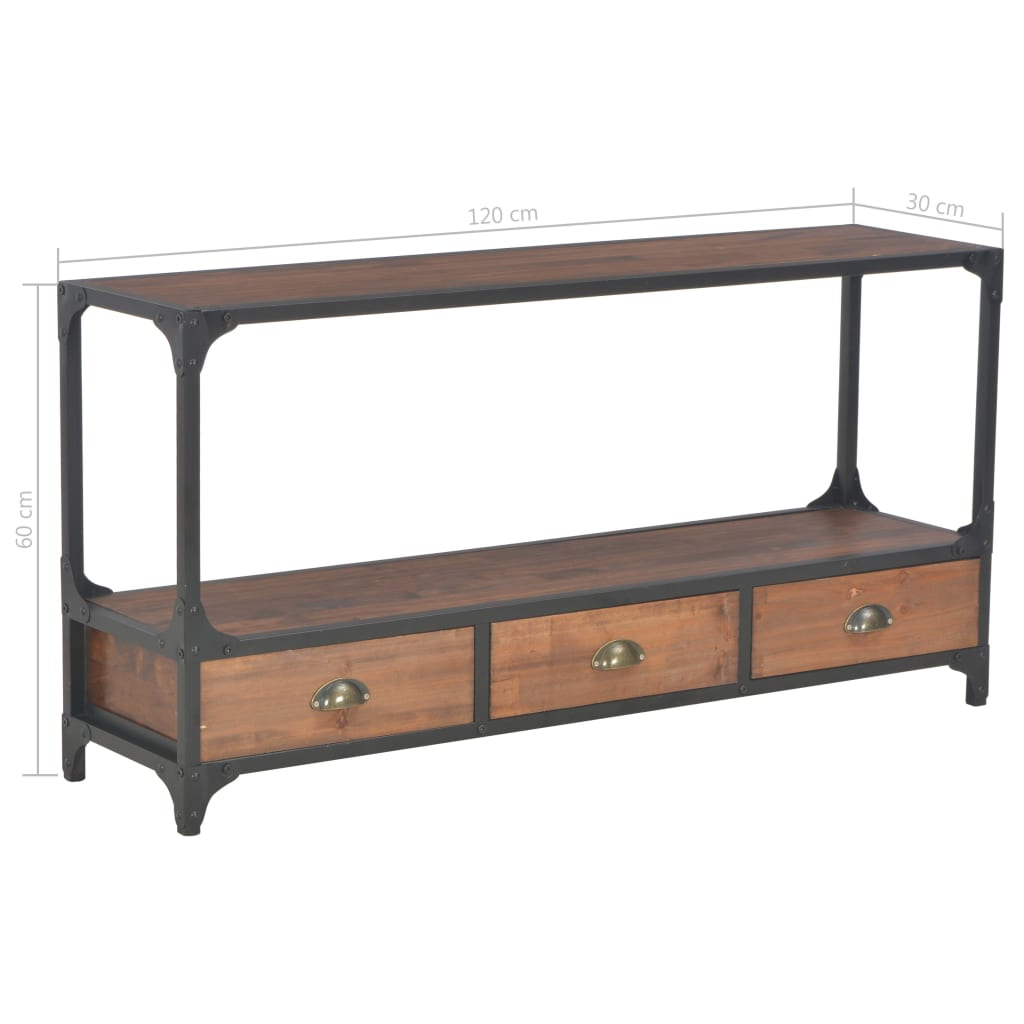 TV-Möbel Trä TV-Bänk med 3 lådor 120x30x60 cm massiv furu