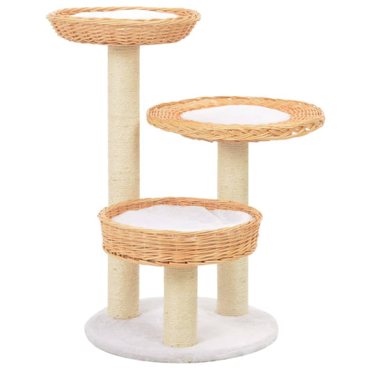 Kattmöbel Katträd med klöspelare i sisal & naturlig pil