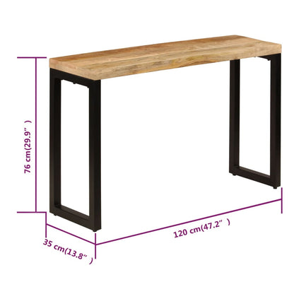 Avlastningsbord Konsollbord Trä 120x35x76 cm massivt mangoträ och stål