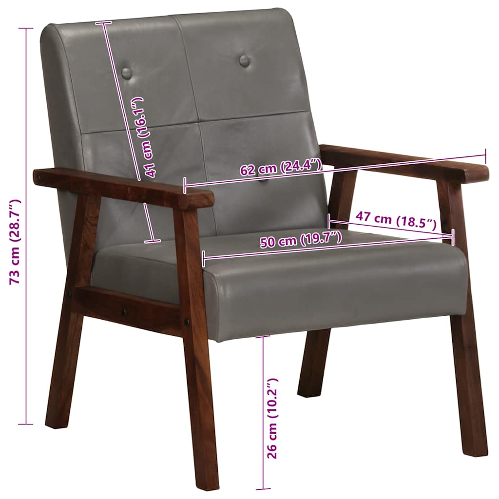 Fåtölj Grå äkta läder