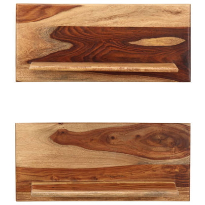 Vägghylla Trä 2 st 58x26x20 cm massivt sheshamträ