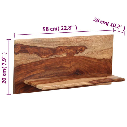Vägghylla Trä 2 st 58x26x20 cm massivt sheshamträ