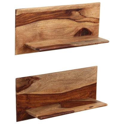 Vägghylla Trä 2 st 58x26x20 cm massivt sheshamträ