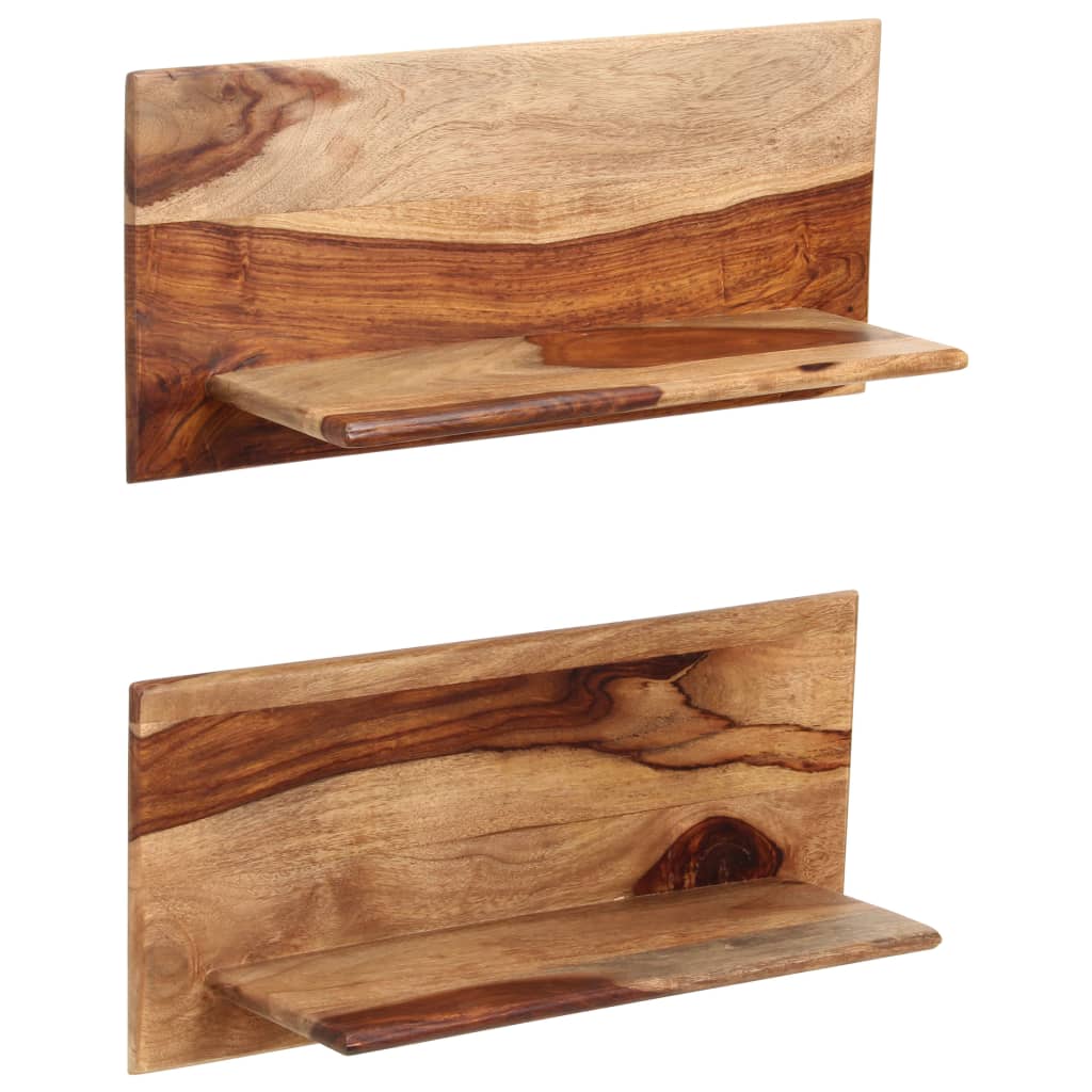 Vägghylla Trä 2 st 58x26x20 cm massivt sheshamträ