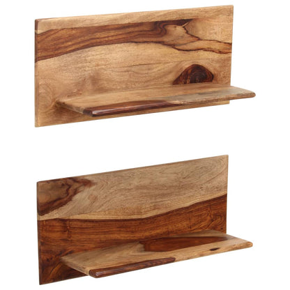 Vägghylla Trä 2 st 58x26x20 cm massivt sheshamträ