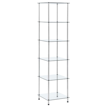 Hylla 6 hyllplan transparent 40x40x160 cm härdat glas