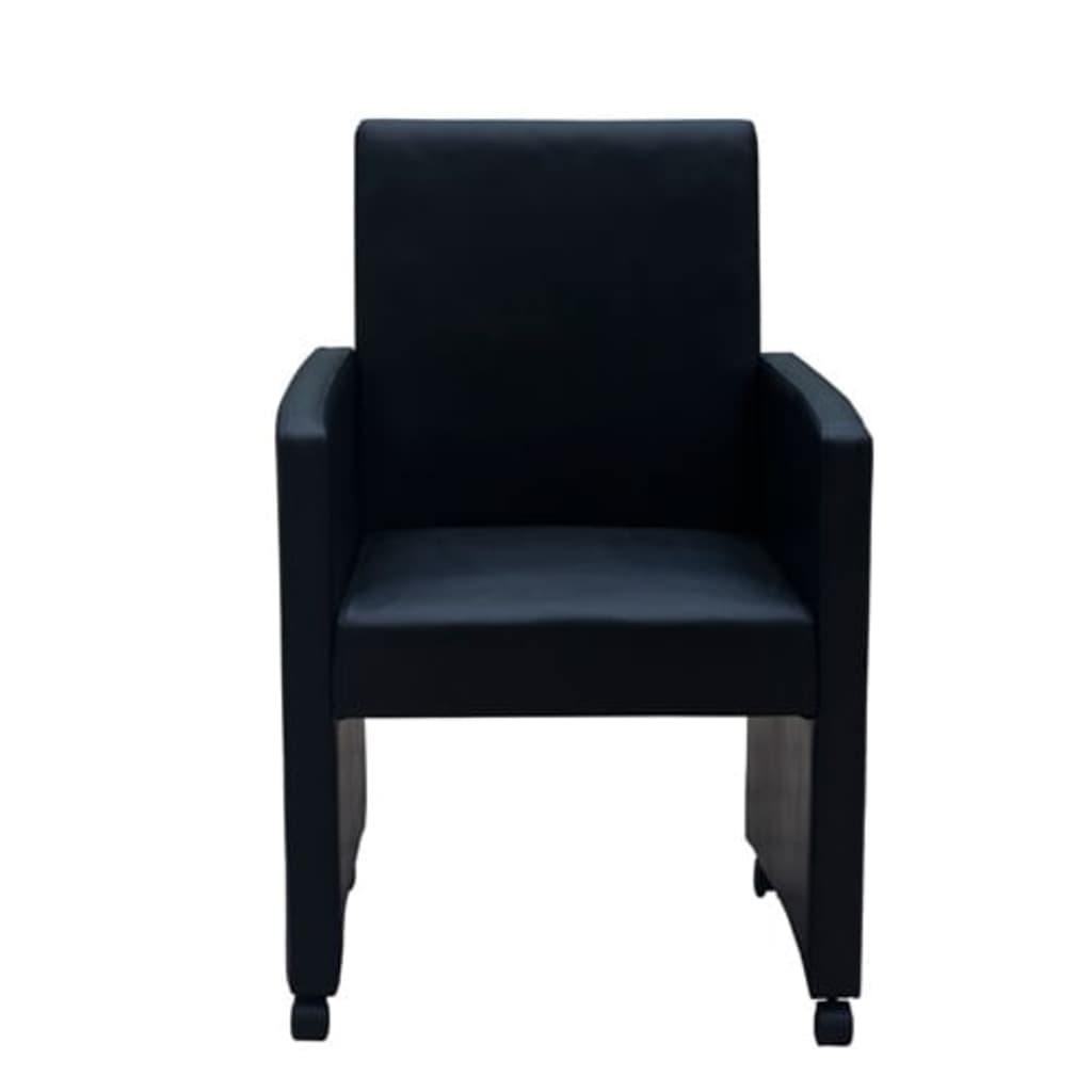 Matstolar 2 st svart konstläder