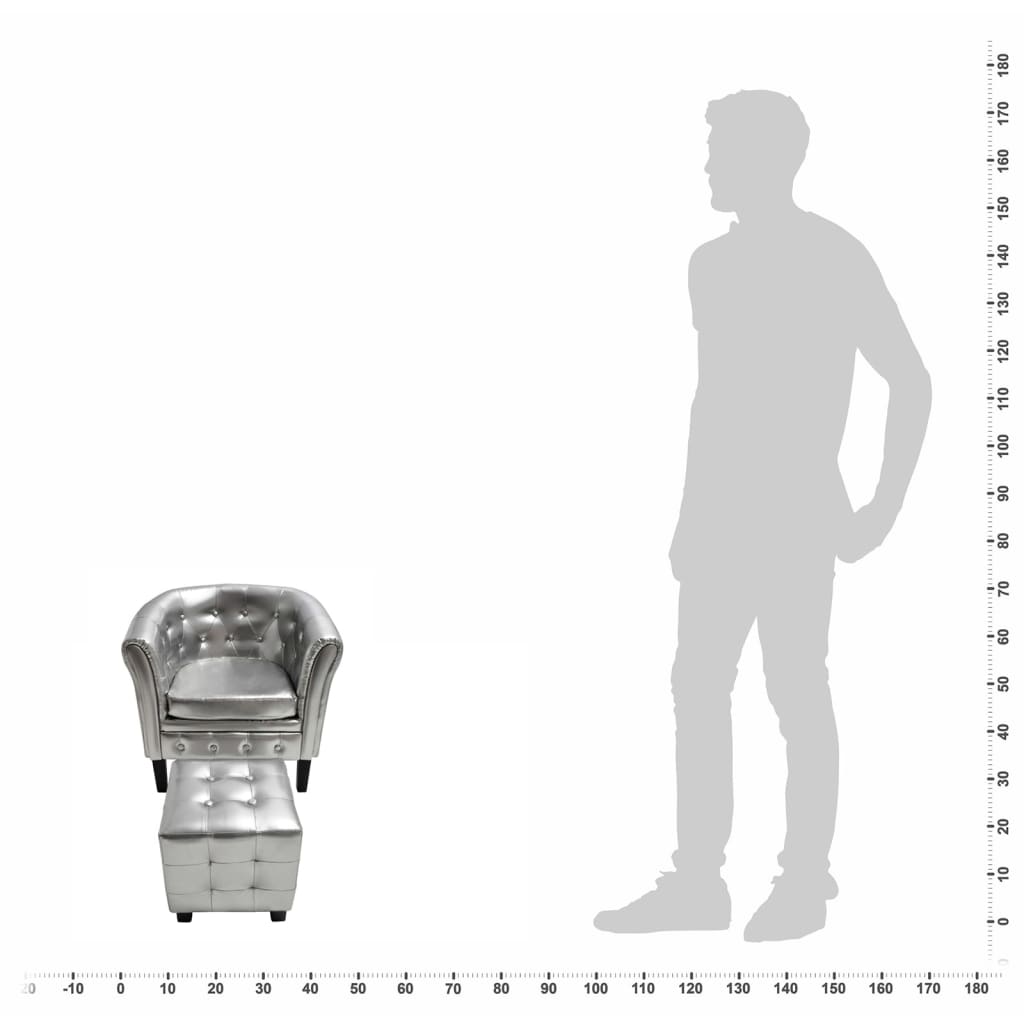 Fåtölj DIV. med fotpall silver konstläder