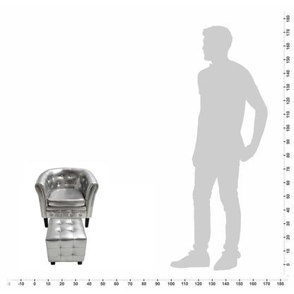 Fåtölj DIV. med fotpall silver konstläder