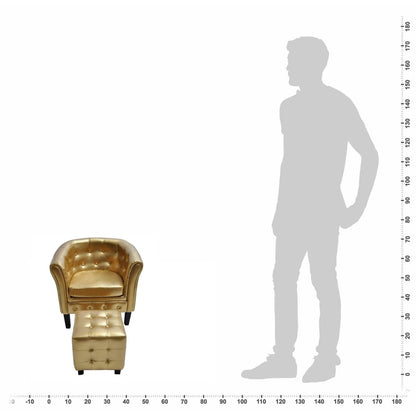 Fåtölj Gul med fotpall guld konstläder