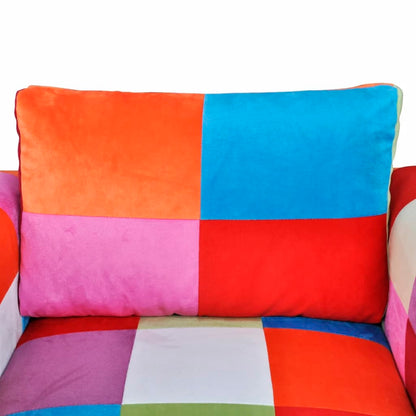 Fåtölj DIV. i tyg med kromade fötter kubformad lapptäcke