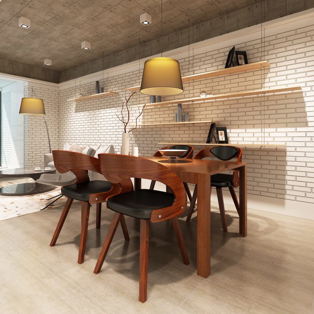 Matstolar 4 st brun böjträ och konstläder