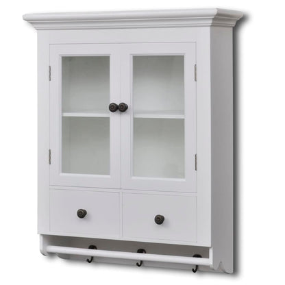 Väggskåp Vit med glaslucka Vit 59 x 22,5 x 74 cm