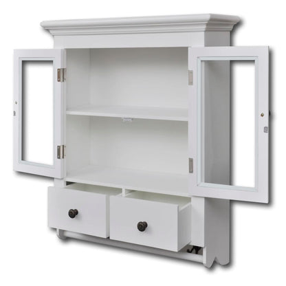 Väggskåp Vit med glaslucka Vit 59 x 22,5 x 74 cm