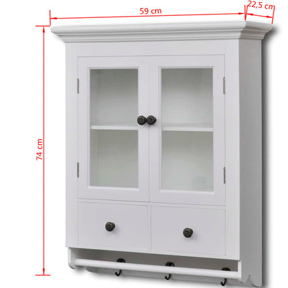Väggskåp Vit med glaslucka Vit 59 x 22,5 x 74 cm