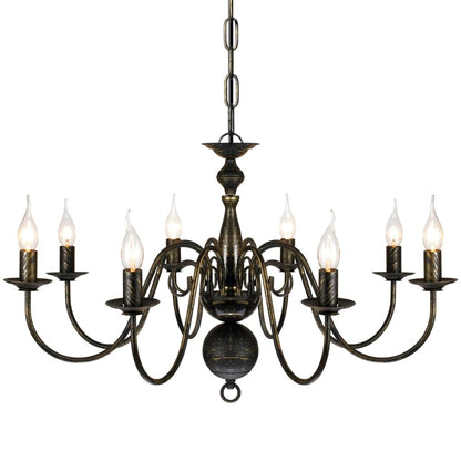 Taklampa Takkrona Kristallkrona antiksvart metall 8 x E14 socklar