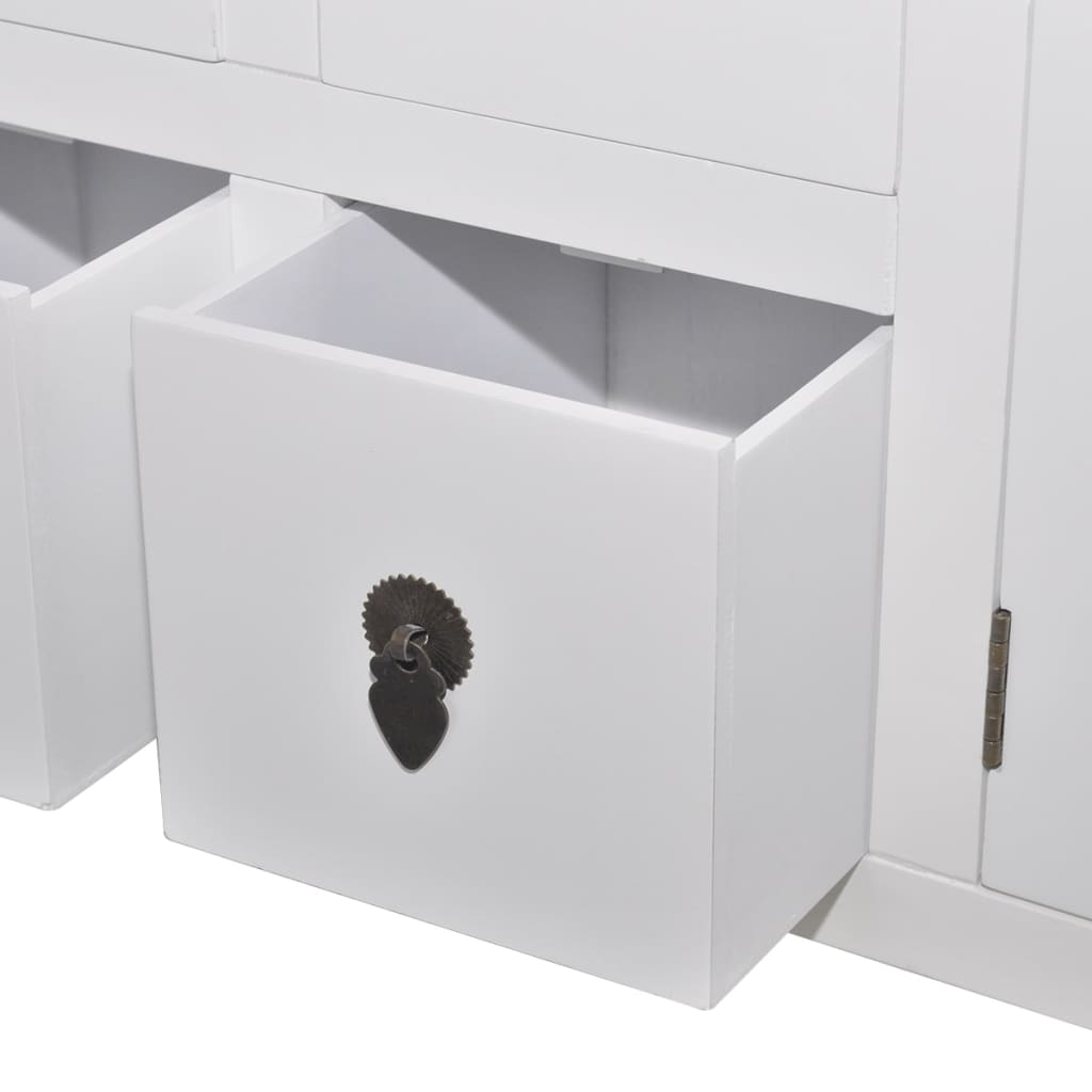 Skänk Vit i Trä med 8 lådor och 2 luckor