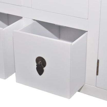 Skänk Vit i Trä med 8 lådor och 2 luckor