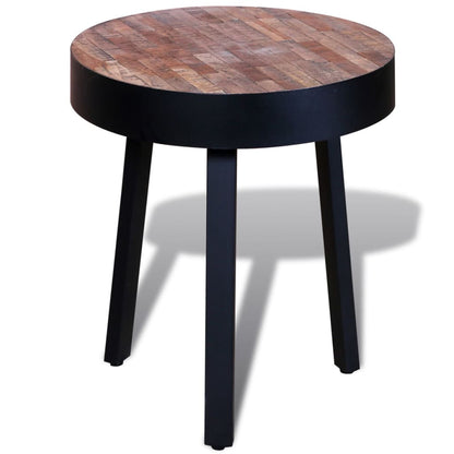 Sidobord runt återvunnen teak
