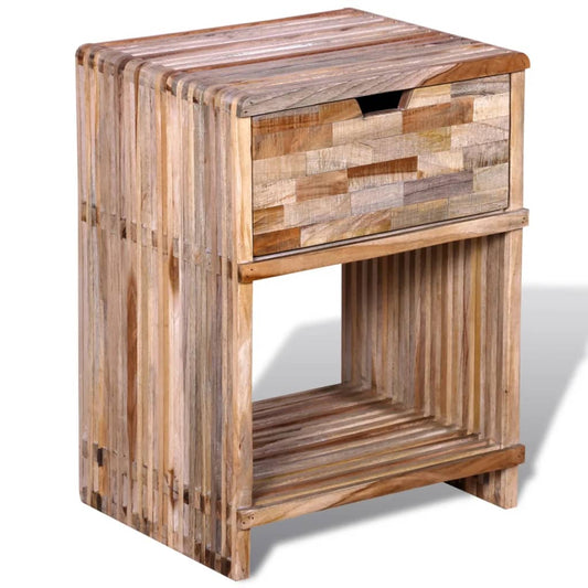Sängbord Nattduksbord Trä med låda massiv återvunnen teak