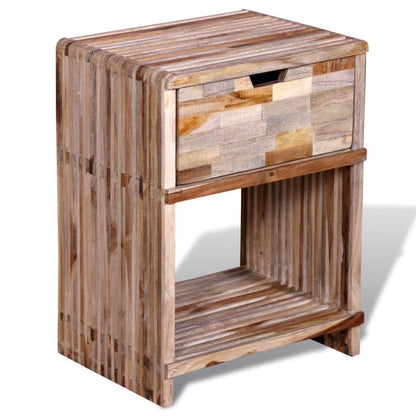 Sängbord Nattduksbord Trä med låda massiv återvunnen teak