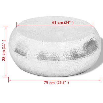 Soffbord DIV. av hamrad aluminium silver