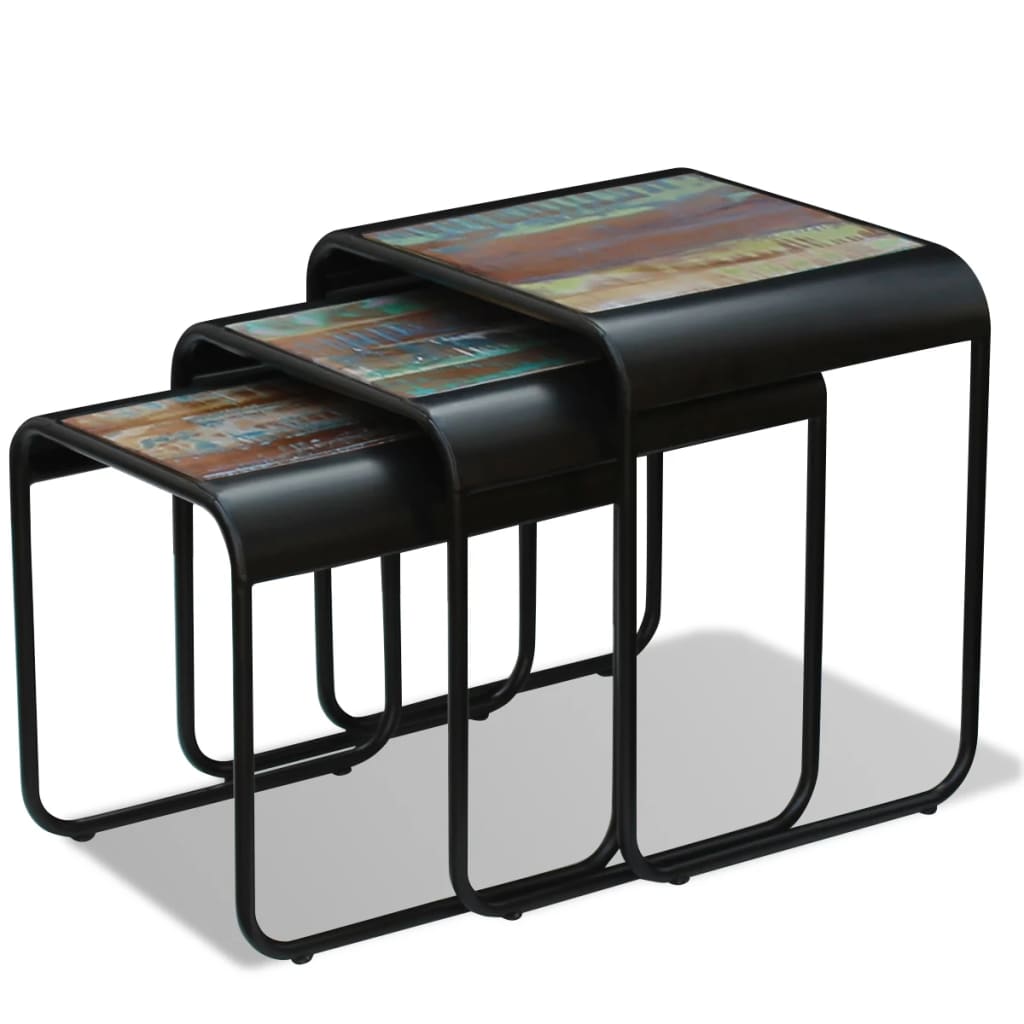 Soffbord Trä 3 delar återvunnet massivt trä