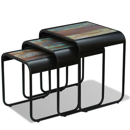 Soffbord Trä 3 delar återvunnet massivt trä