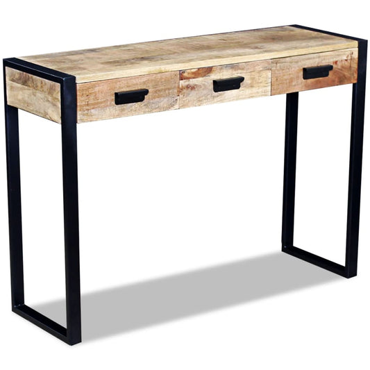 Avlastningsbord Konsollbord Trä med 3 lådor massivt mangoträ 110x35x78 cm