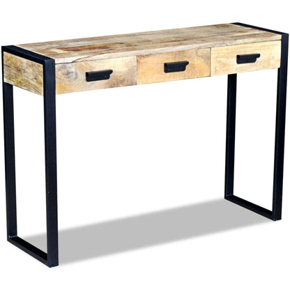 Avlastningsbord Konsollbord Trä med 3 lådor massivt mangoträ 110x35x78 cm