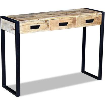 Avlastningsbord Konsollbord Trä med 3 lådor massivt mangoträ 110x35x78 cm