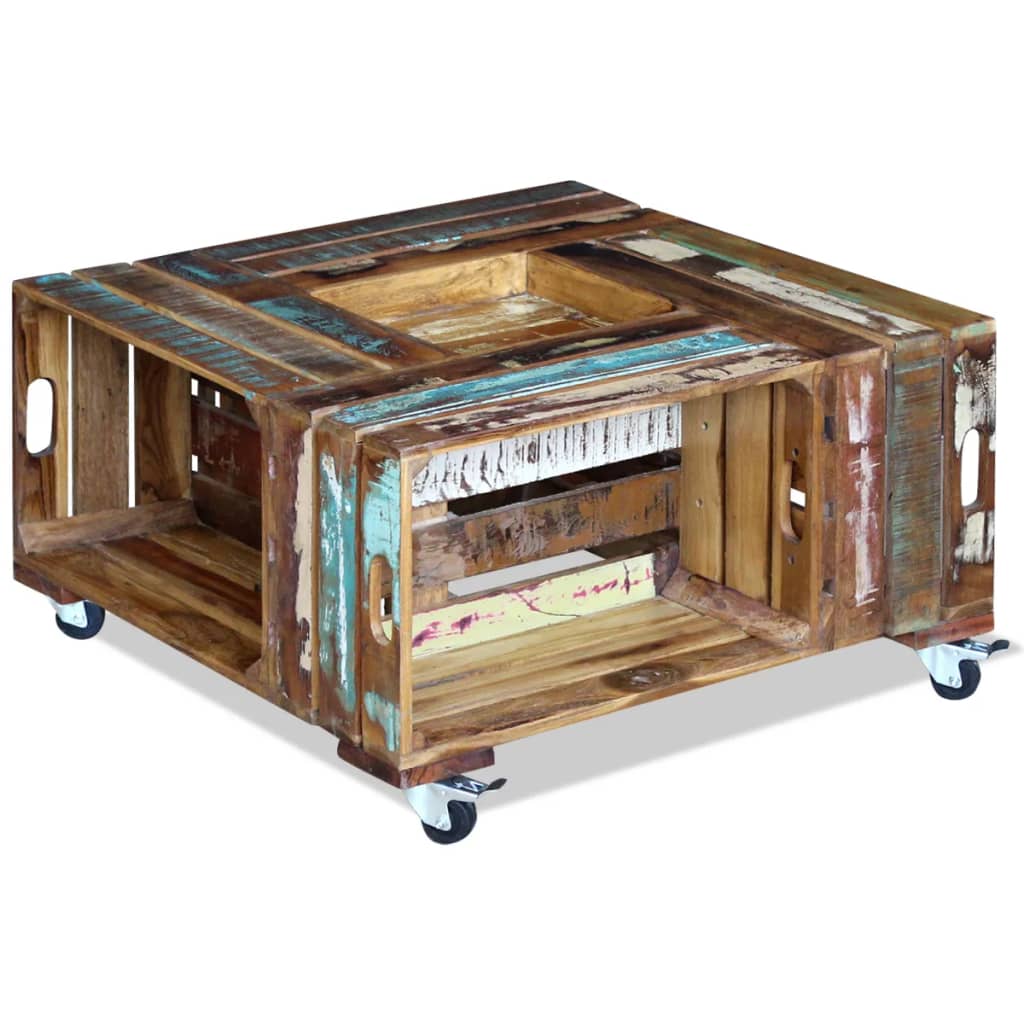 Soffbord Trä massivt återvunnet Trä 70x70x35 cm