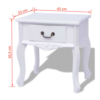 Sängbord Nattduksbord Vit MDF