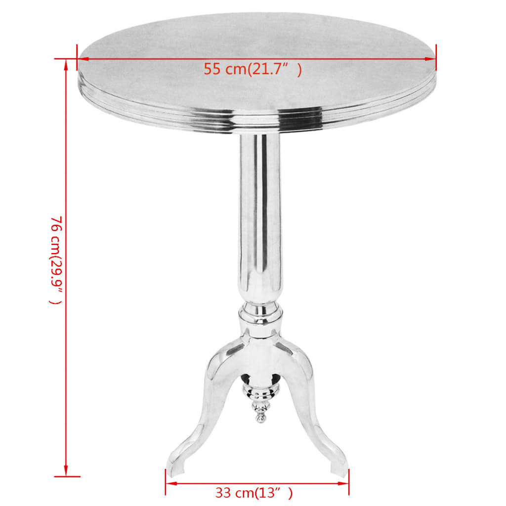 Sidobord DIV. runt aluminium silver