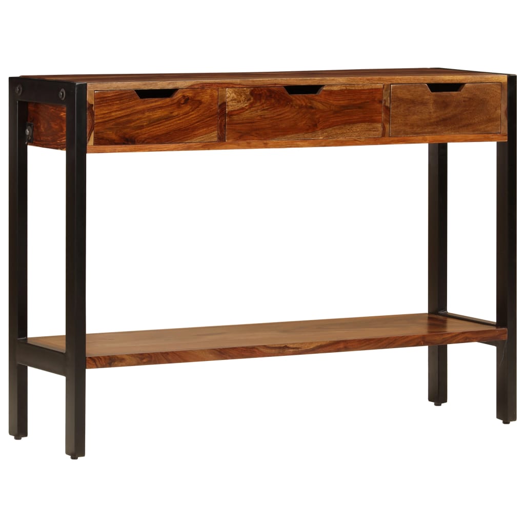 Skänk Trä med 3 lådor 110x35x75 cm massivt sheshamträ