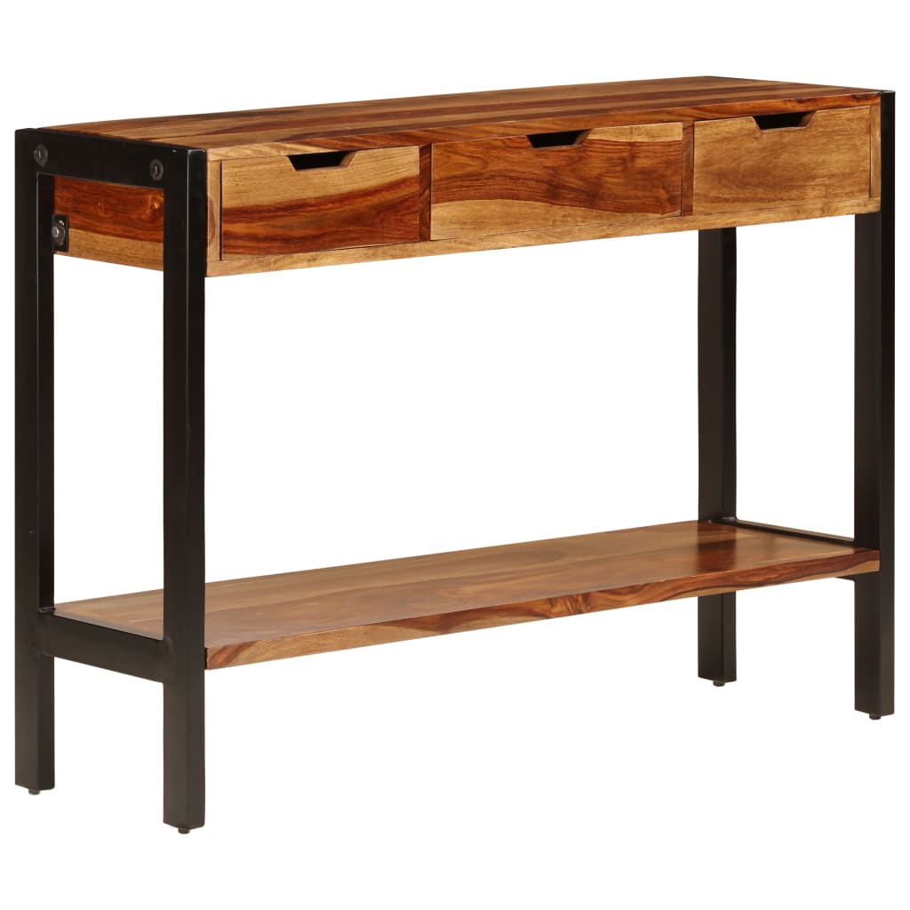 Skänk Trä med 3 lådor 110x35x75 cm massivt sheshamträ