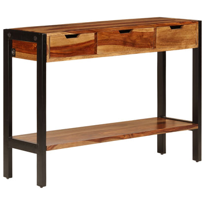 Skänk Trä med 3 lådor 110x35x75 cm massivt sheshamträ