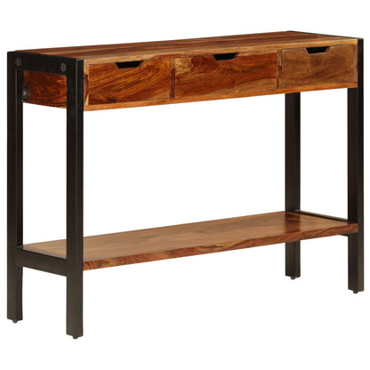 Skänk Trä med 3 lådor 110x35x75 cm massivt sheshamträ