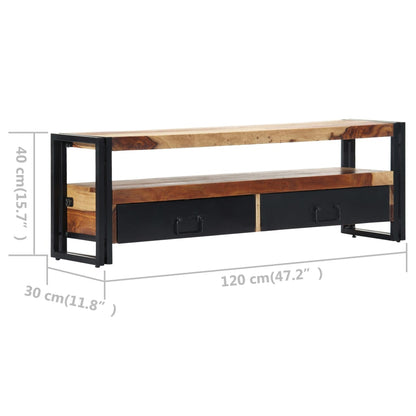 TV-bänk 120x30x40 cm massivt sheshamträ