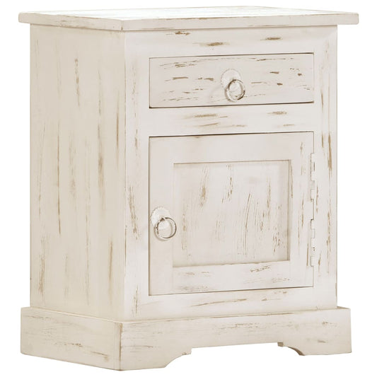 Sängbord vit 40x30x50 cm massivt mangoträ