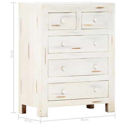 Skänk Vit 58x30x75 cm massivt akaciaträ
