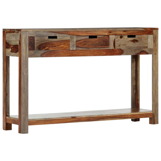 Avlastningsbord Konsollbord Trä med 3 lådor 120x30x75 cm massivt sheshamträ