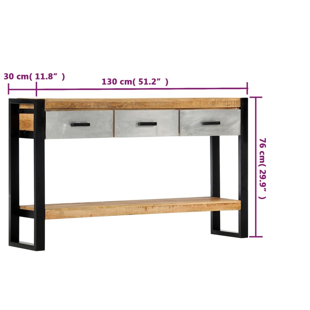 Avlastningsbord 130x30x76 cm massivt mangoträ