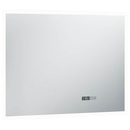 Badrumsspegel LED med touch-sensor och tidsdisplay 80x60 cm
